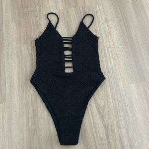 Montce black crochet one piece